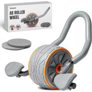 DMoose Fitness Ab Roller Wheel with Elbow Support & 2 Knee Pads – Abdominal Exercise Trainer for Core Strength Training – Ultimate Abs Workout Equipment for Home and Gym – Ab Machine for Men & Women(Grey)