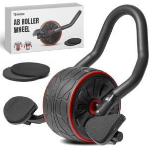 DMoose Fitness Ab Roller Wheel with Elbow Support & 2 Knee Pads – Abdominal Exercise Trainer for Core Strength Training – Ultimate Abs Workout Equipment for Home and Gym – Ab Machine for Men & Women(Black)