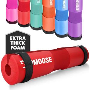 DMoose Fitness Barbell Pad for Hip Thrust, Squat & Lunges – Non-Slip Thick Foam Cushion for Neck and Back Support with Two Straps – Hip Thrust Pad for Leg Day – Fits All Olympic Bars and Smith Machine(“Red”)