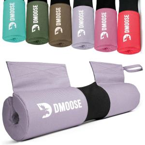 DMoose Fitness Barbell Pad for Hip Thrust, Squat & Lunges – Non-Slip Thick Foam Cushion for Neck and Back Support with Two Straps – Hip Thrust Pad for Leg Day – Fits All Olympic Bars and Smith Machine(Liliac Purple – Fabric)