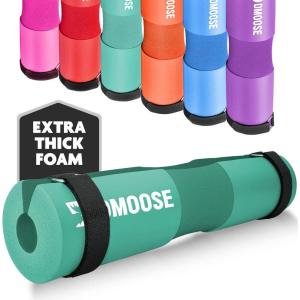 DMoose Fitness Barbell Pad for Hip Thrust, Squat & Lunges – Non-Slip Thick Foam Cushion for Neck and Back Support with Two Straps – Hip Thrust Pad for Leg Day – Fits All Olympic Bars and Smith Machine(Cyan)