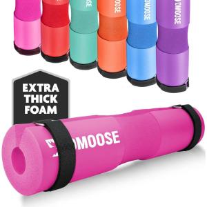 DMoose Fitness Barbell Pad for Hip Thrust, Squat & Lunges – Non-Slip Thick Foam Cushion for Neck and Back Support with Two Straps – Hip Thrust Pad for Leg Day – Fits All Olympic Bars and Smith Machine(Pink)