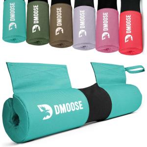 DMoose Fitness Barbell Pad for Hip Thrust, Squat & Lunges – Non-Slip Thick Foam Cushion for Neck and Back Support with Two Straps – Hip Thrust Pad for Leg Day – Fits All Olympic Bars and Smith Machine(Baby Blue – Fabric)