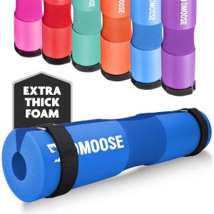 DMoose Fitness Barbell Pad for Hip Thrust, Squat & Lunges – Non-Slip Thick Foam Cushion for Neck and Back Support with Two Straps – Hip Thrust Pad for Leg Day – Fits All Olympic Bars and Smith Machine(Blue)