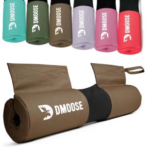 DMoose Fitness Barbell Pad for Hip Thrust, Squat & Lunges – Non-Slip Thick Foam Cushion for Neck and Back Support with Two Straps – Hip Thrust Pad for Leg Day – Fits All Olympic Bars and Smith Machine(Cocoa Brown – Fabric)