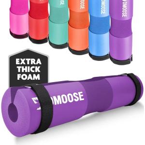 DMoose Fitness Barbell Pad for Hip Thrust, Squat & Lunges – Non-Slip Thick Foam Cushion for Neck and Back Support with Two Straps – Hip Thrust Pad for Leg Day – Fits All Olympic Bars and Smith Machine(Purple)