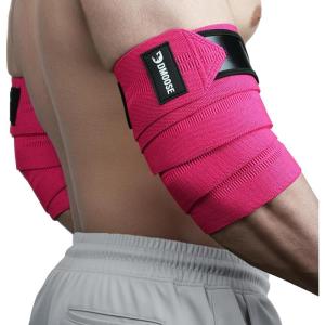 DMoose Fitness Elbow Wraps for Weightlifting (Pair) 40″ Adjustable Brace for Joint Support, Pain Relief & Tendonitis – Elbow Straps for Weight Lifting, Bench Press & Gym Workouts, Band for Men & Women(Pink)