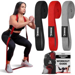 DMoose Fitness Fabric Resistance Bands for Full Body Exercises – Non-Slip Thick Cloth Stretch Band for Squats, Lunges & Bicep Curls – Long Resistance Bands for Working Out – Booty Band for Men & Women(Long Bands (Pack of 3) V2)