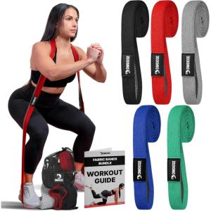 DMoose Fitness Fabric Resistance Bands for Full Body Exercises – Non-Slip Thick Cloth Stretch Band for Squats, Lunges & Bicep Curls – Long Resistance Bands for Working Out – Booty Band for Men & Women(Long Bands (Pack of 5) V2)