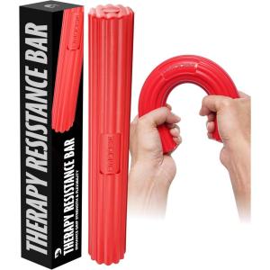 DMoose Fitness Flex Resistance Bar for Physical Therapy – Non-Slip Odorless Material, Exercise Bar for Tennis & Golfers Elbow Tendonitis Relief – Wrist and Forearm Strengthener & Grip Strength Trainer(red – light)