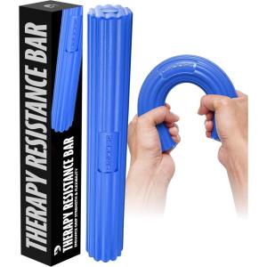 DMoose Fitness Flex Resistance Bar for Physical Therapy – Non-Slip Odorless Material, Exercise Bar for Tennis & Golfers Elbow Tendonitis Relief – Wrist and Forearm Strengthener & Grip Strength Trainer(blue – hard)