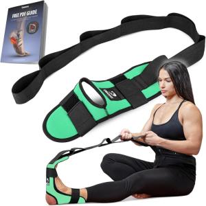 DMoose Fitness Foot & Calf Stretcher with Adjustable Padded Stretching Strap for Plantar Fasciitis, Hamstring, Heel Spurs and Achilles Tendonitis Relief – Yoga Leg Stretch Strap for Flexibility(Mint Green)
