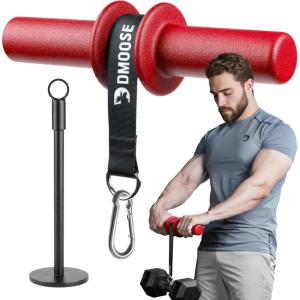 DMoose Fitness Forearm Strengthener & Wrist Roller – 2 in 1 Arm Exerciser with Non-Slip Premium Grip, Durable Nylon Rope – Helps with Elbow Tendonitis, Wrist Recovery & Strength Training (Patented)(Red 2.0)