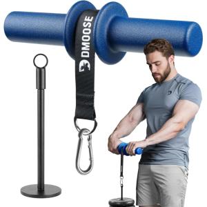 DMoose Fitness Forearm Strengthener & Wrist Roller – 2 in 1 Arm Exerciser with Non-Slip Premium Grip, Durable Nylon Rope – Helps with Elbow Tendonitis, Wrist Recovery & Strength Training (Patented)(Blue 2.0)