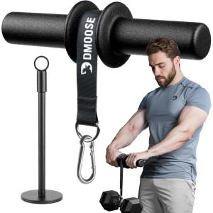 DMoose Fitness Forearm Strengthener & Wrist Roller – 2 in 1 Arm Exerciser with Non-Slip Premium Grip, Durable Nylon Rope – Helps with Elbow Tendonitis, Wrist Recovery & Strength Training (Patented)(Black 2.0)