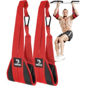 DMoose Fitness Hanging Ab Straps for Pull Up Bar & Core Strength Training – Soft Padded Exercise Straps for Ab Swing & Leg Raises, Hang Bar Strap with 2 Steel Carabiners – Abs Equipment for Home & Gym(Devil)