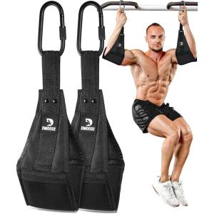 DMoose Fitness Hanging Ab Straps for Pull Up Bar & Core Strength Training – Soft Padded Exercise Straps for Ab Swing & Leg Raises, Hang Bar Strap with 2 Steel Carabiners – Abs Equipment for Home & Gym(Black Premium)