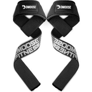 DMoose Fitness Lifting Straps 24″ (Pair) – 5mm Padded Durable Wrist Straps for Weightlifting & Powerlifting – Cotton Lifting Strap with Silicone Grip for Men & Women – Deadlift Strap for Gym Workout(Black Pro)