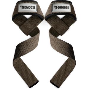 DMoose Fitness Lifting Straps 24″ (Pair) – 5mm Padded Durable Wrist Straps for Weightlifting & Powerlifting – Cotton Lifting Strap with Silicone Grip for Men & Women – Deadlift Strap for Gym Workout(Cocoa Brown Silicone)