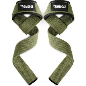 DMoose Fitness Lifting Straps 24″ (Pair) – 5mm Padded Durable Wrist Straps for Weightlifting & Powerlifting – Cotton Lifting Strap with Silicone Grip for Men & Women – Deadlift Strap for Gym Workout(Military Green)