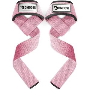 DMoose Fitness Lifting Straps 24″ (Pair) – 5mm Padded Durable Wrist Straps for Weightlifting & Powerlifting – Cotton Lifting Strap with Silicone Grip for Men & Women – Deadlift Strap for Gym Workout(Pink Silicone)