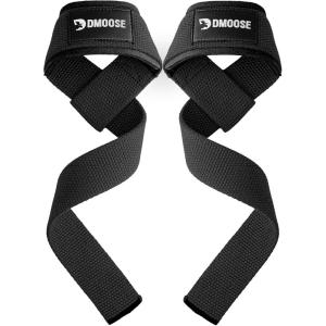 DMoose Fitness Lifting Straps 24″ (Pair) – 5mm Padded Durable Wrist Straps for Weightlifting & Powerlifting – Cotton Lifting Strap with Silicone Grip for Men & Women – Deadlift Strap for Gym Workout(Black)