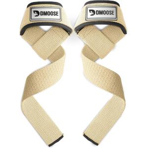 DMoose Fitness Lifting Straps 24″ (Pair) – 5mm Padded Durable Wrist Straps for Weightlifting & Powerlifting – Cotton Lifting Strap with Silicone Grip for Men & Women – Deadlift Strap for Gym Workout(Sand Silicone)