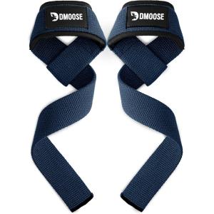 DMoose Fitness Lifting Straps 24″ (Pair) – 5mm Padded Durable Wrist Straps for Weightlifting & Powerlifting – Cotton Lifting Strap with Silicone Grip for Men & Women – Deadlift Strap for Gym Workout(Navy Blue)