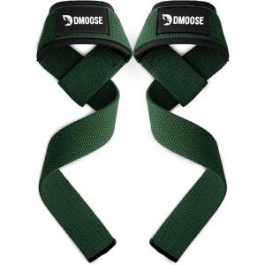 DMoose Fitness Lifting Straps 24″ (Pair) – 5mm Padded Durable Wrist Straps for Weightlifting & Powerlifting – Cotton Lifting Strap with Silicone Grip for Men & Women – Deadlift Strap for Gym Workout(Dark Green)