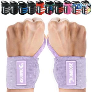 DMoose Fitness Wrist Wraps for Weightlifting 18″ – Heavy Duty Gym Wrap with Hand Thumb Loop for Support & Pain Relief, USPA Approved Powerlifting, Weight Lifting Wrist Straps for Men & Women Work Out(Lilac Purple)
