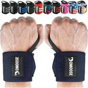 DMoose Fitness Wrist Wraps for Weightlifting 18″ – Heavy Duty Gym Wrap with Hand Thumb Loop for Support & Pain Relief, USPA Approved Powerlifting, Weight Lifting Wrist Straps for Men & Women Work Out(Navy Blue)