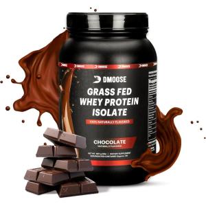 DMoose Grass Fed Whey Protein Powder – for Muscle Growth & Recovery, Naturally Sweetened & Flavored, Rich in Amino Acids, Fast Absorbing Performance Formula (2 Lbs, Chocolate)(Chocolate)