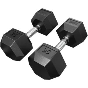 DMoose Hex Dumbbells for Strength Training Exercises, Biceps, Triceps, Chest, Shoulders, Back, Legs – Home Gym for Men and Women – Hexagonal Shape & Solid Cast-Iron Core Pair – 2.5 Lb to 50 Lb(35 lbs – Pair)
