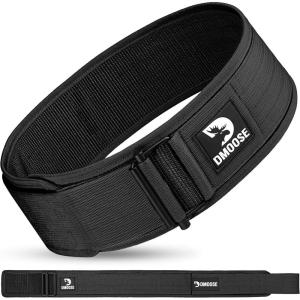 DMoose Weight Lifting Belt – Auto Locking Gym Belt for Olympic Training, WOD, Cross Training for Men and Women – 4″ Nylon Workout belt with Adjustable Buckle – Provides Lumbar Support and Stability(Black)