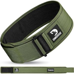DMoose Weight Lifting Belt – Auto Locking Gym Belt for Olympic Training, WOD, Cross Training for Men and Women – 4″ Nylon Workout belt with Adjustable Buckle – Provides Lumbar Support and Stability(Ranger Green)