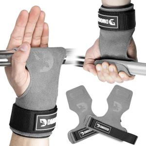 DMoose Fitness Weight Lifting Grips – Anti Slip Neoprene Padded Gym Straps for Powerlifting, Cross Training & Pullups – Wrist Support Grips for Deadlifts & Weight Lifting(Gray)