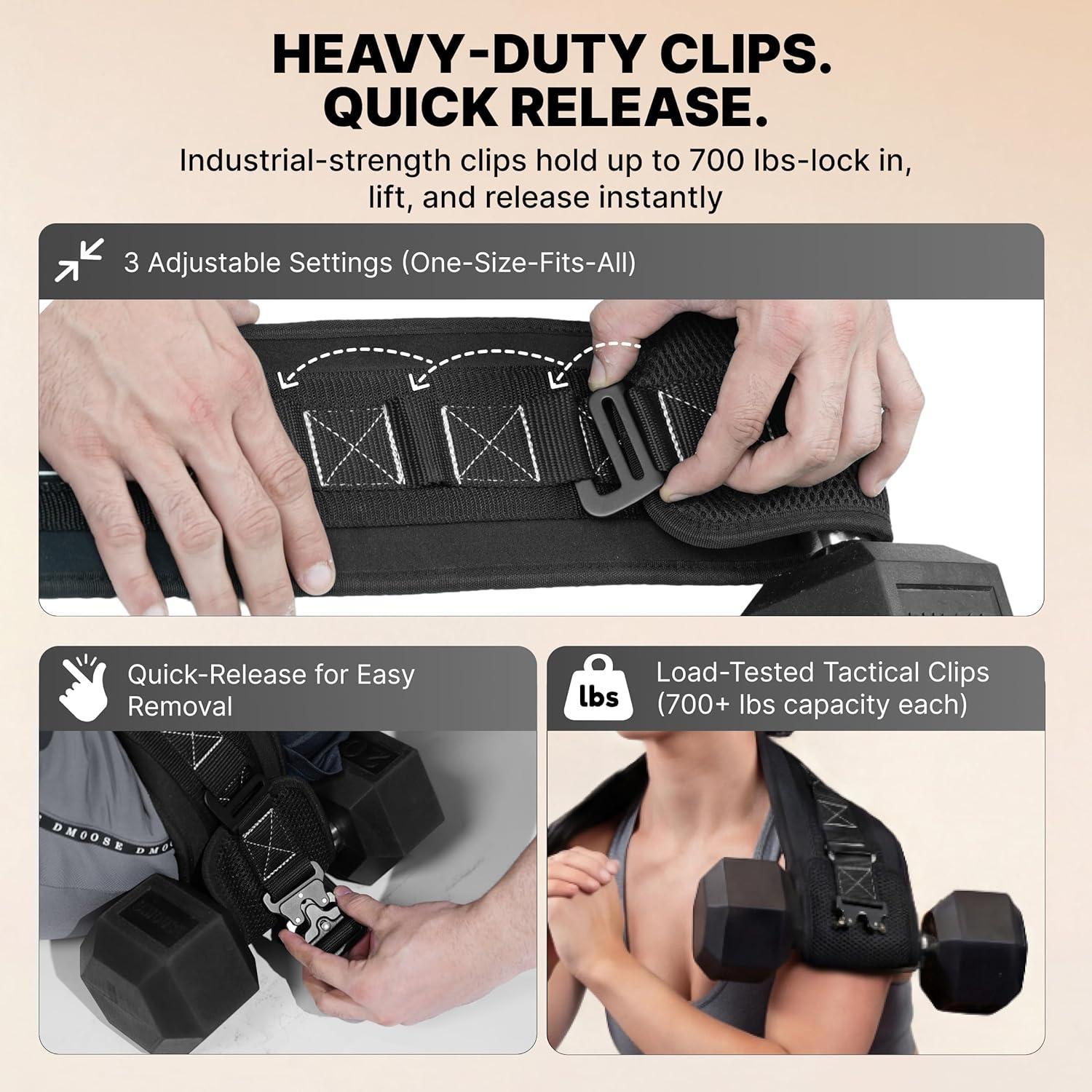 imageDMoose Fitness Hip Thrust Belt DualStrap Glute Builder for Dumbbells Plates Kettlebells Supports up to 700 lbs Comfortable Padded Booty Belt for Home amp GymBlack