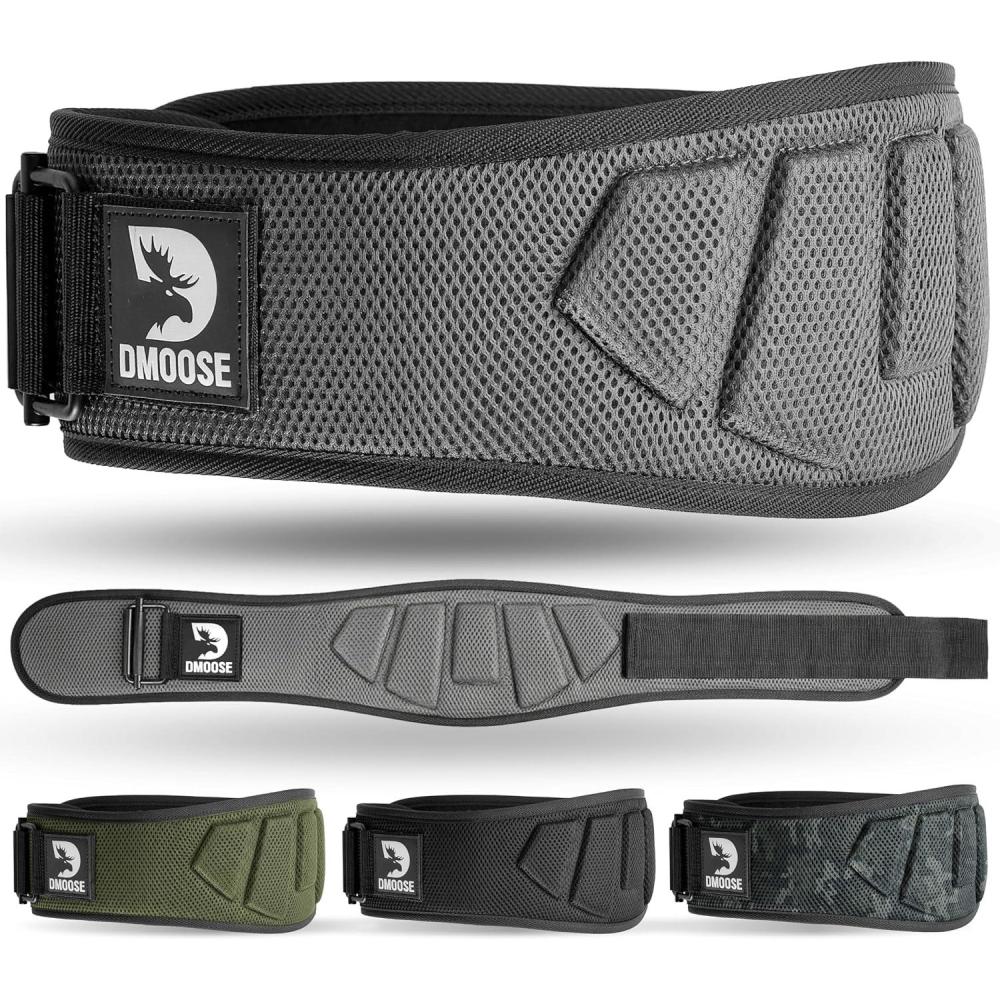 imageDMoose Fitness Weight Lifting Belt for Squats Deadlift amp Intense Workout 6 Adjustable Fit Auto Lock Weightlifting Belt for Men amp Women Neoprene Gym Belts for Stability amp Lumbar Back SupportCharcoal Gray 20