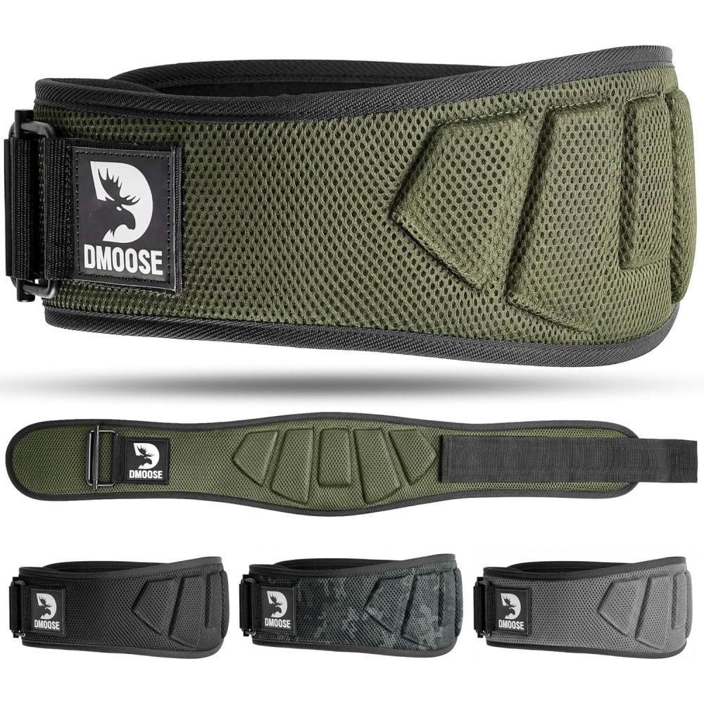 imageDMoose Fitness Weight Lifting Belt for Squats Deadlift amp Intense Workout 6 Adjustable Fit Auto Lock Weightlifting Belt for Men amp Women Neoprene Gym Belts for Stability amp Lumbar Back SupportMilitary Green 20