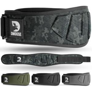 DMoose Fitness Weight Lifting Belt for Squats, Deadlift & Intense Workout – 6″ Adjustable Fit Auto Lock Weightlifting Belt for Men & Women – Neoprene Gym Belts for Stability & Lumbar Back Support(Black Camo 2.0)