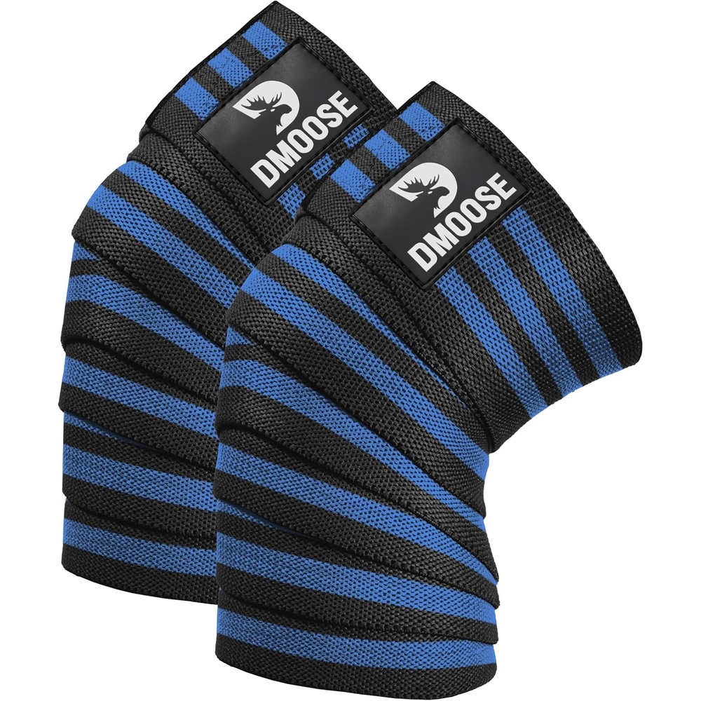 image:imageDMoose Fitness Knee Sleeves for Weightlifting Pair 78 Knee Wraps for Squats Powerlifting amp Joint StabilityBlue Stripes Pair