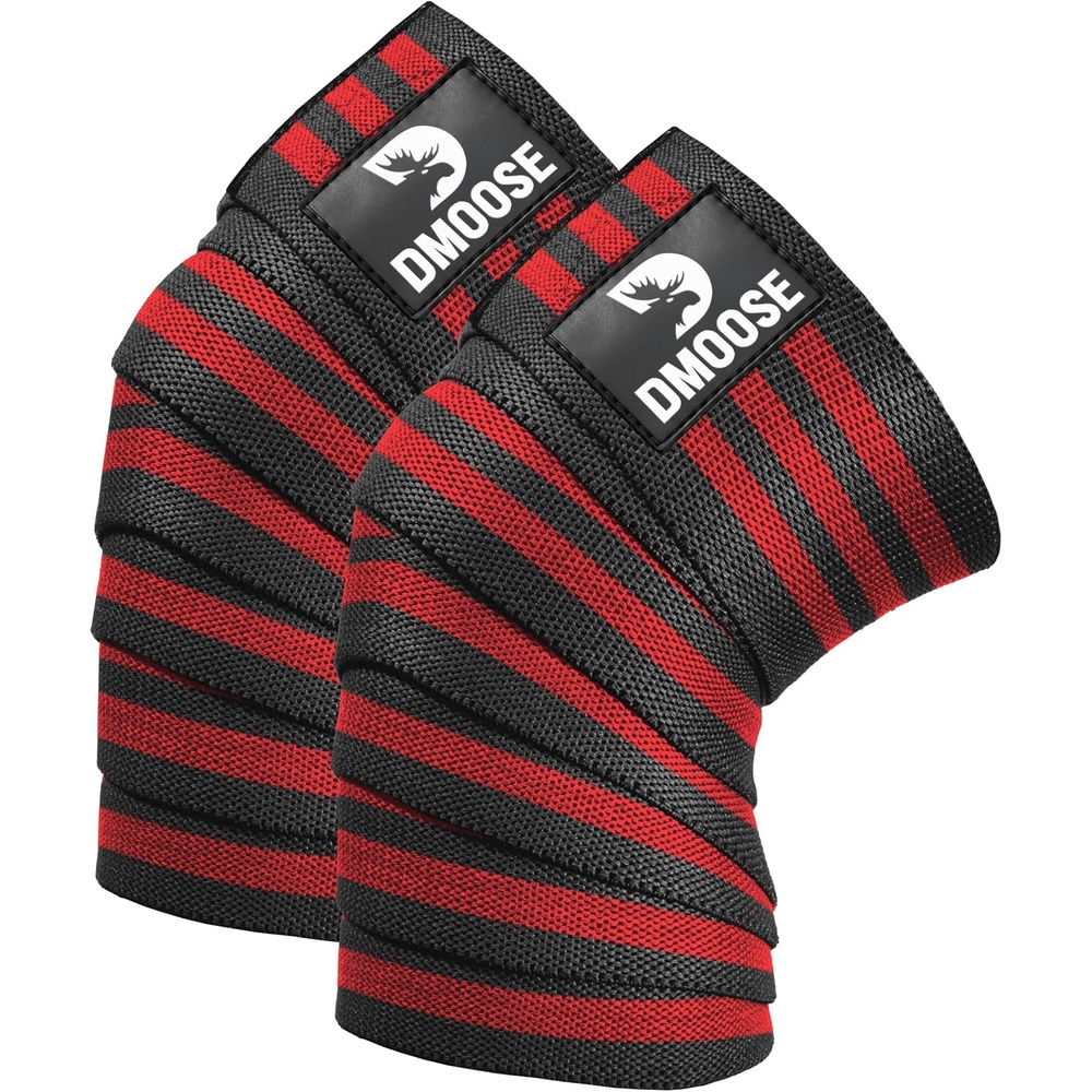 image:imageDMoose Fitness Knee Sleeves for Weightlifting Pair 78 Knee Wraps for Squats Powerlifting amp Joint StabilityRed Stripes Pair