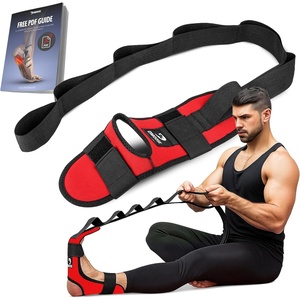 DMoose Fitness Foot & Calf Stretcher with Adjustable Padded Stretching Strap for Plantar Fasciitis, Hamstring, Heel Spurs and Achilles Tendonitis Relief – Yoga Leg Stretch Strap for Flexibility(Red)