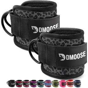 DMoose Ankle Strap for Cable Machine – One Size Fit with Premium Padding, Workout Kickback Ankle Cuffs, Ankle Bands for Working Out, Booty Workouts, Leg Extension, Hip Abductors & Lower Body Exercises(Black Leopard – Pair)