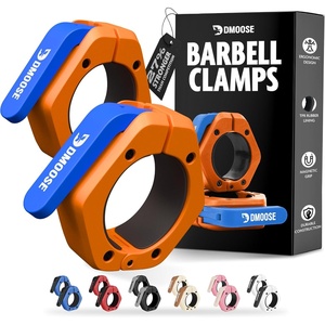 DMoose Fitness Barbell Clips 2 Inch (Pair) – Quick Release Olympic Barbell Clamps & Collars with Anti Slip TPR Grip for Secure Weightlifting and Powerlifting – Weight Clips for Bars at Home or Gym(Orange)
