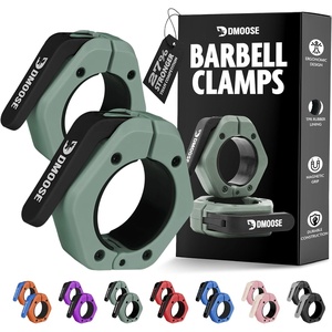 DMoose Fitness Barbell Clips 2 Inch (Pair) – Quick Release Olympic Barbell Clamps & Collars with Anti Slip TPR Grip for Secure Weightlifting and Powerlifting – Weight Clips for Bars at Home or Gym(Ranger Green)